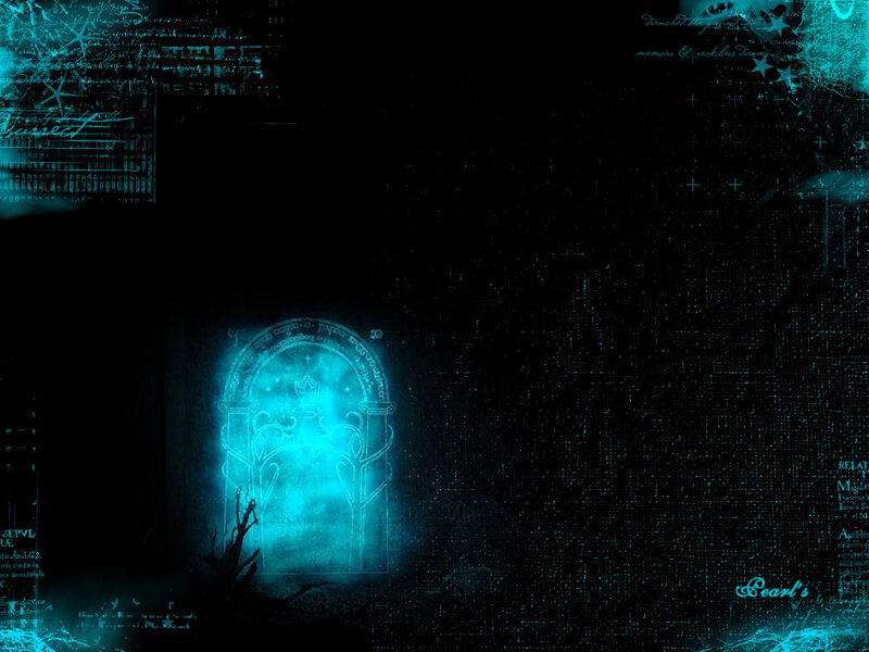 glowing portal in dark room