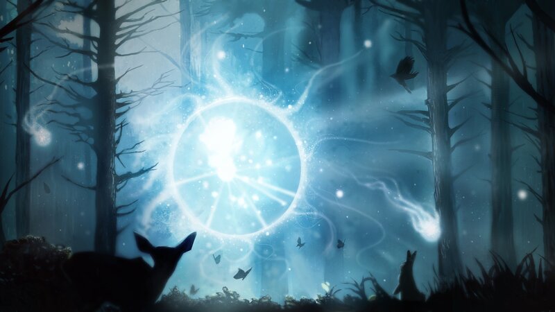 Glowing Portal in Forest — Blue
