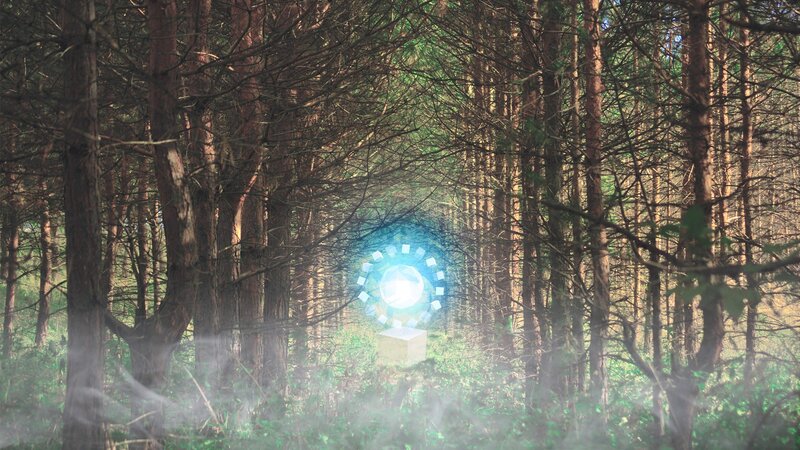 Glowing Portal in Forest — Green