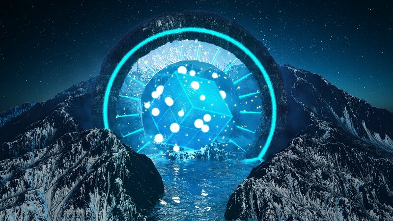 Glowing Portal in Mountains