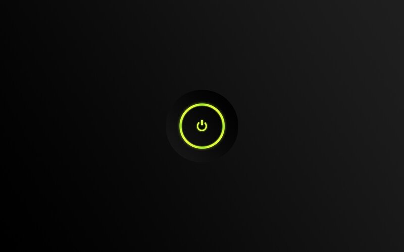 Glowing Power Button — Black, Dark, Minimalist, Power Symbol