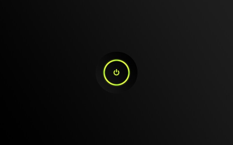 Glowing Power Button — Black, Dark