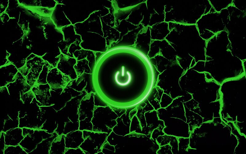 Glowing Power Button — Black, Dramatic