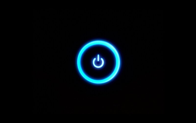 Glowing Power Button — Blue, Black