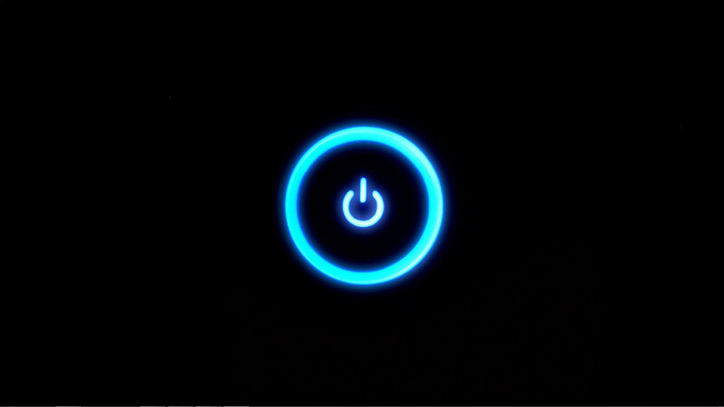Glowing Power Button — Blue, Circle