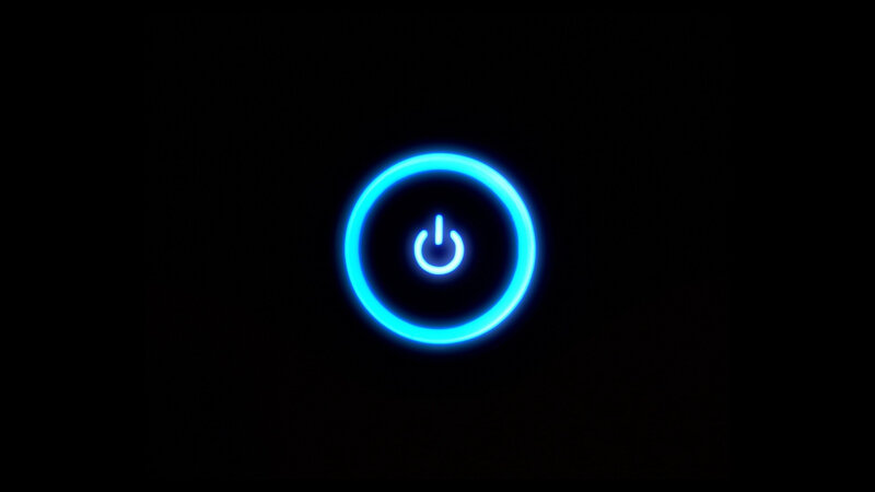 Glowing Power Button — Blue, Dark