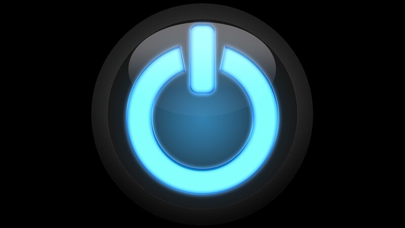 Glowing Power Button — Blue, Minimalist, Digital Art, Circle, Light