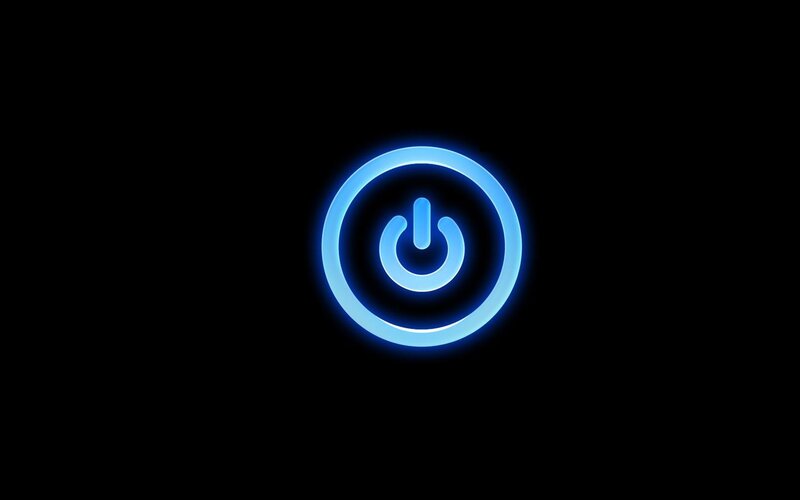 Glowing Power Button — Blue, Minimalist