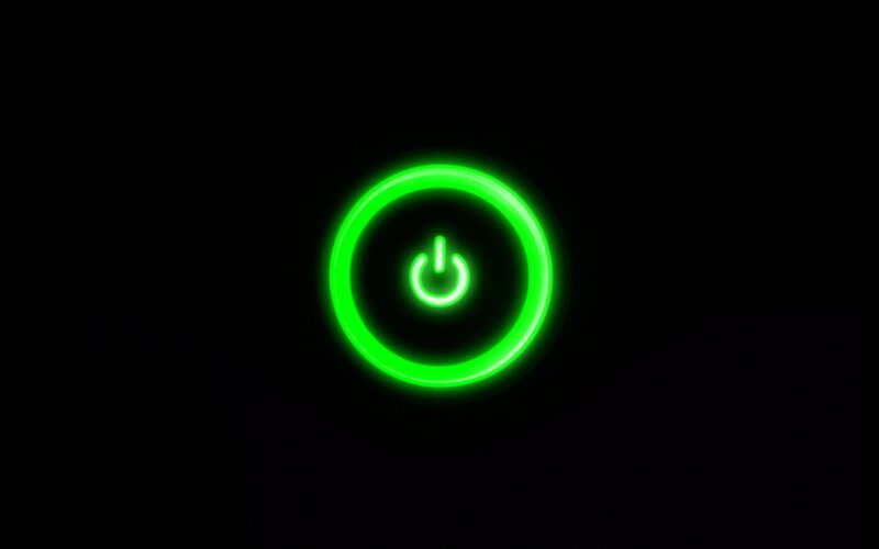 Glowing Power Button — Green, Minimalist