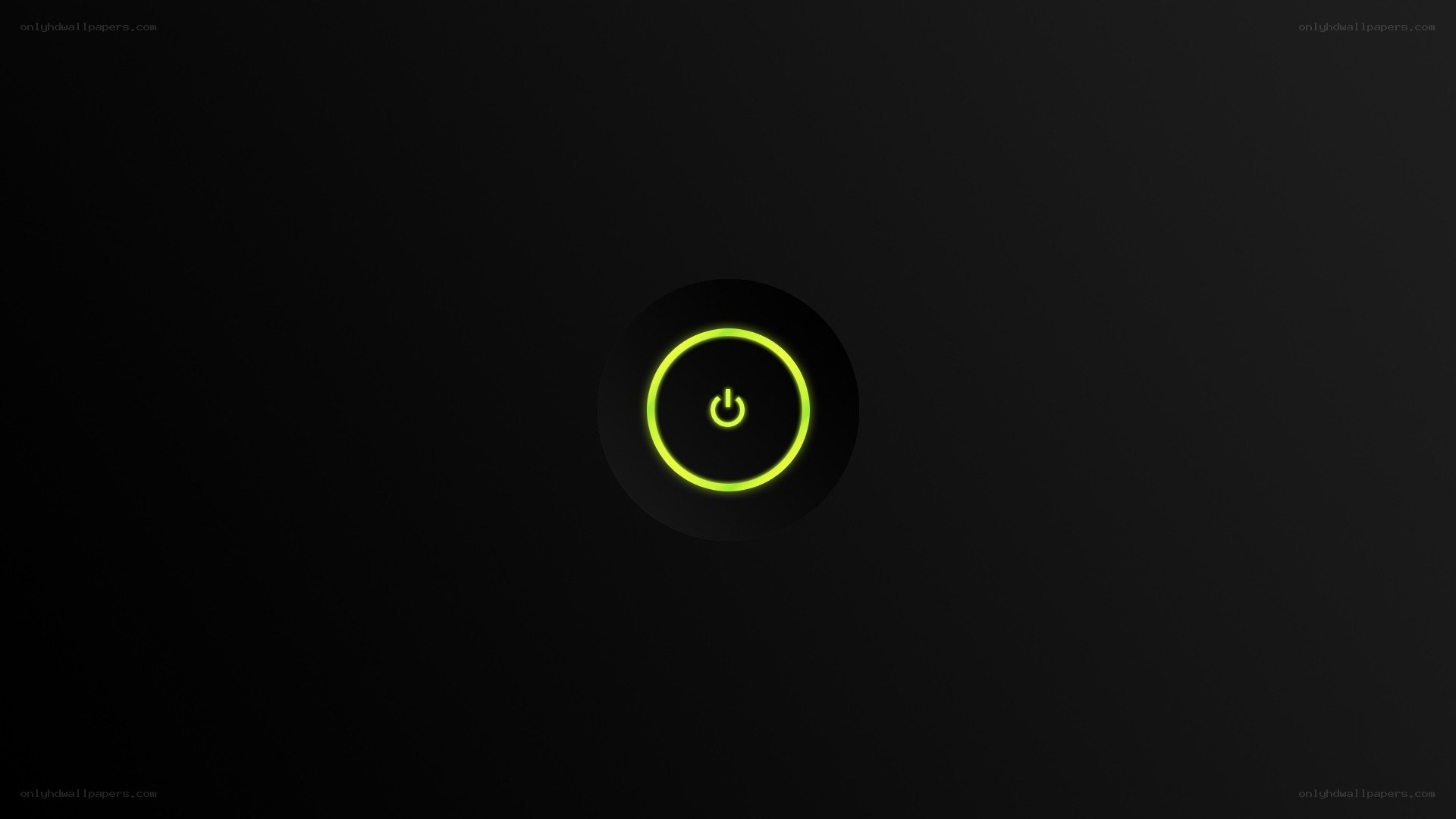 glowing power button on black
