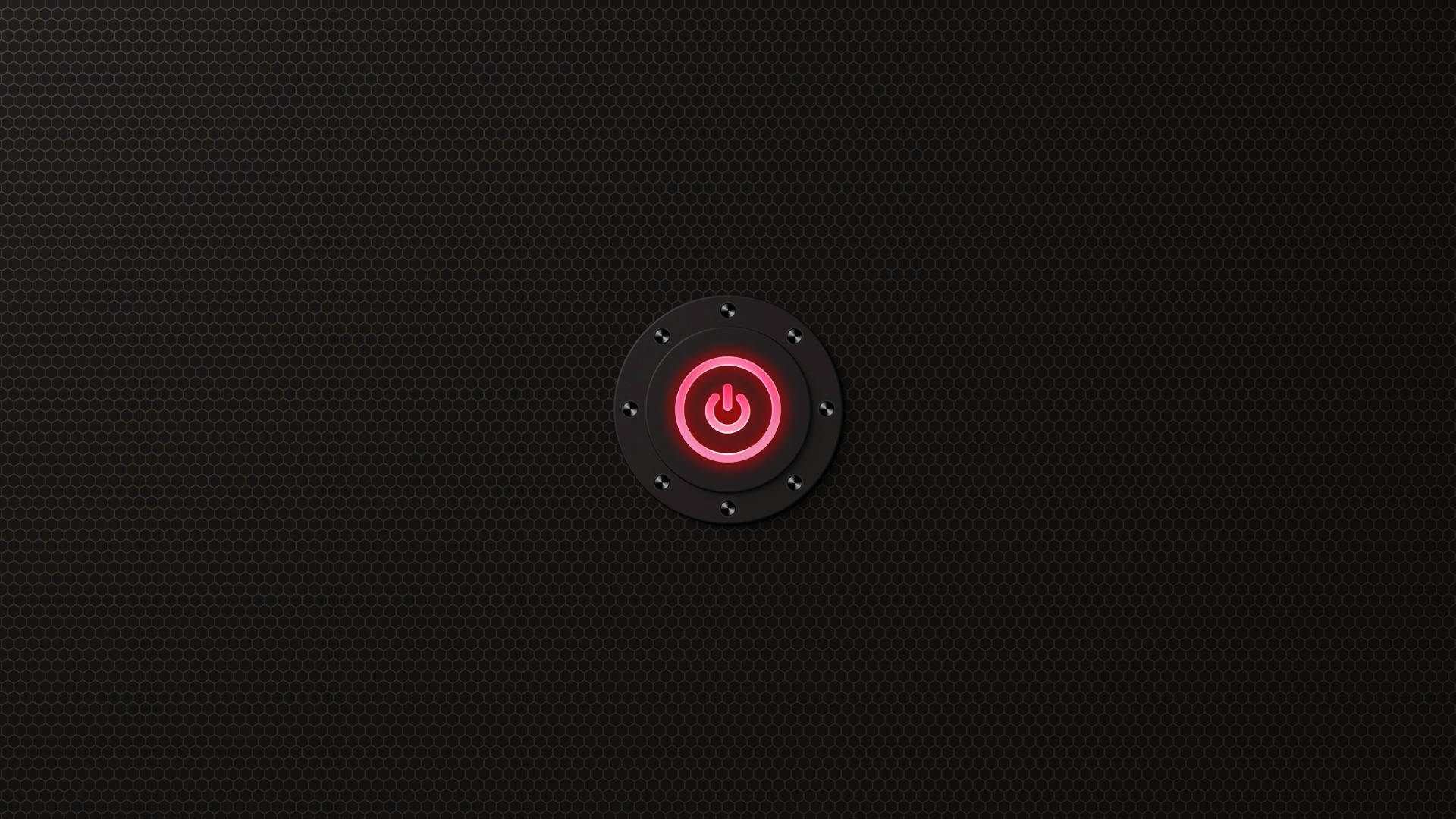 glowing power button on black