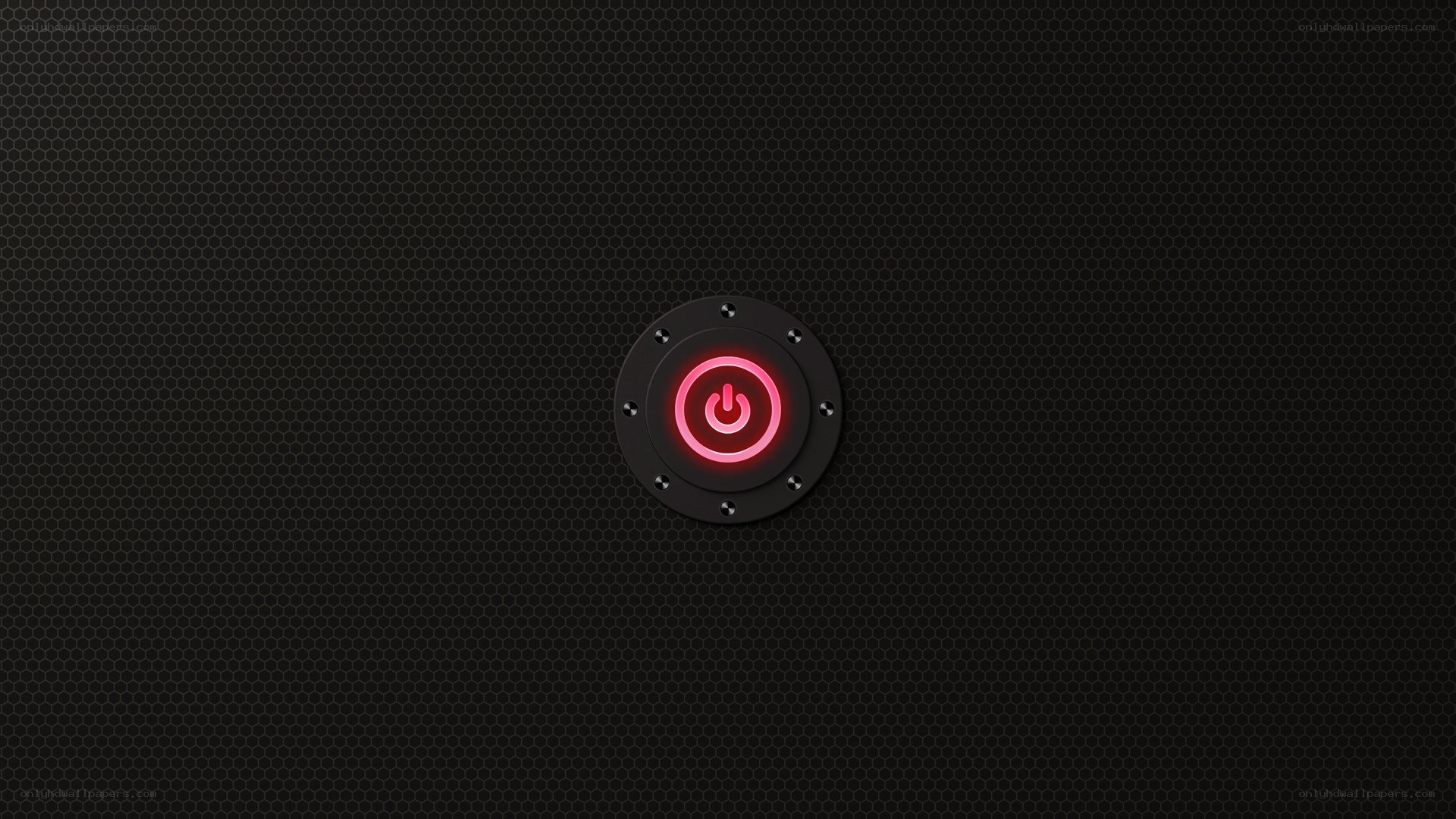 glowing power button on black