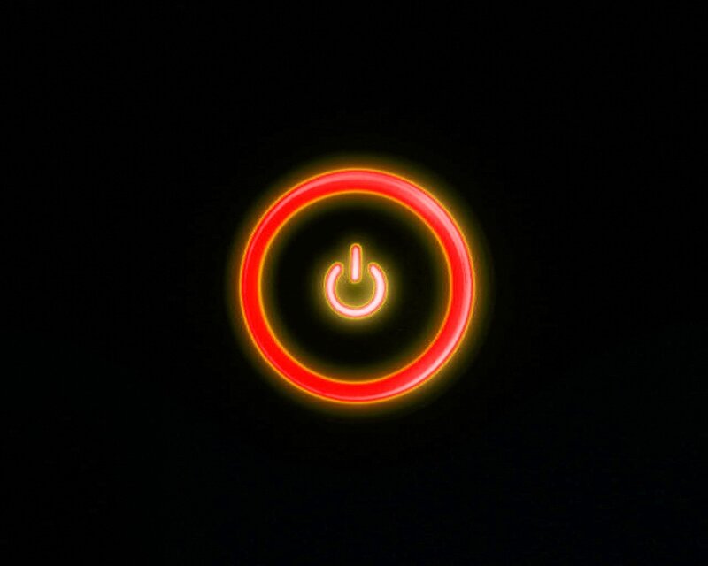 Glowing Power Button — Red, Dramatic