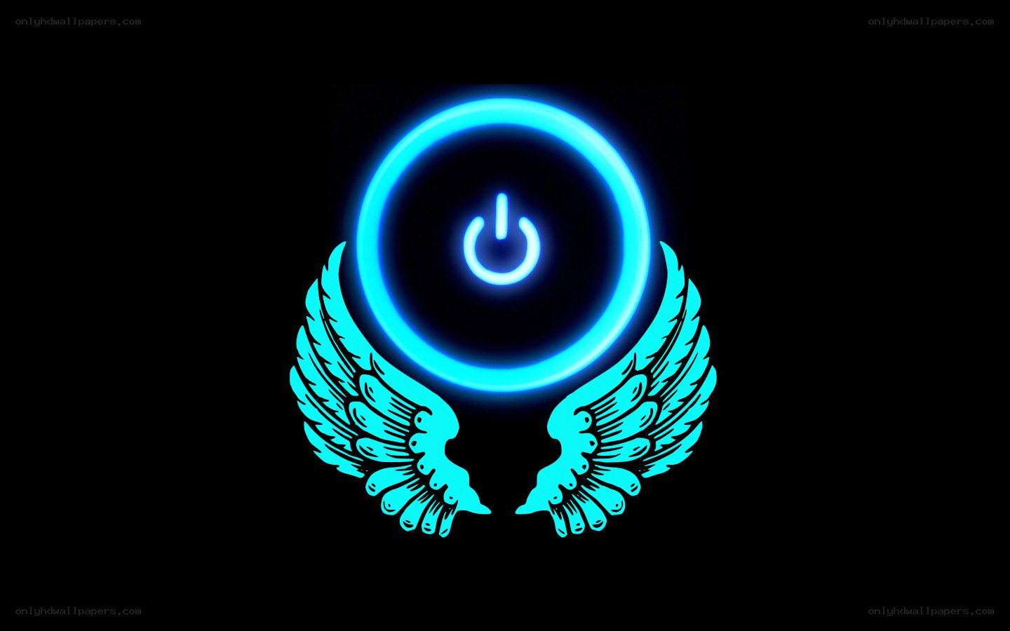 glowing power symbol with wings