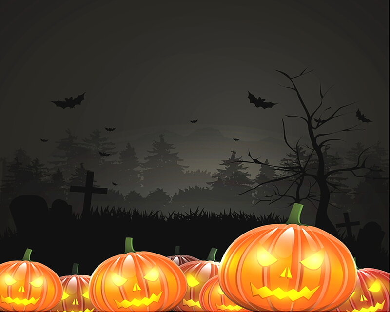 Glowing Pumpkins in Graveyard — Orange