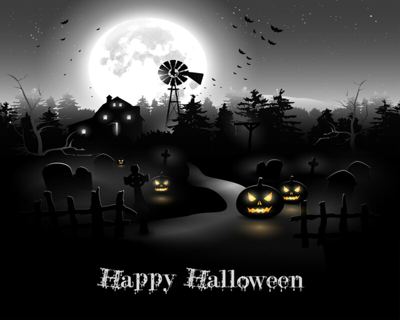 Glowing Pumpkins in Graveyard