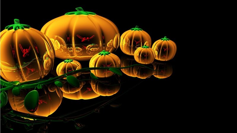 Glowing Pumpkins on Black