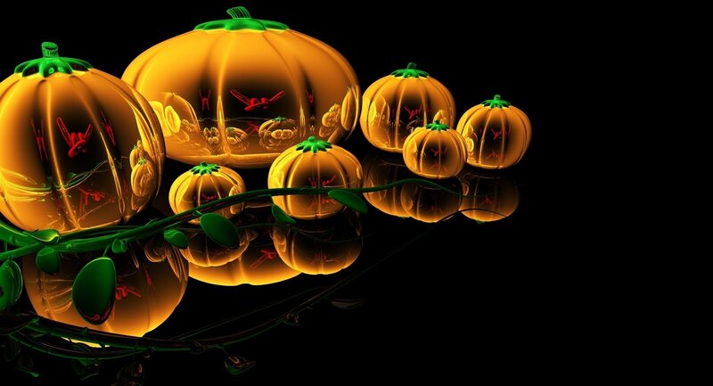 Glowing Pumpkins on Vine