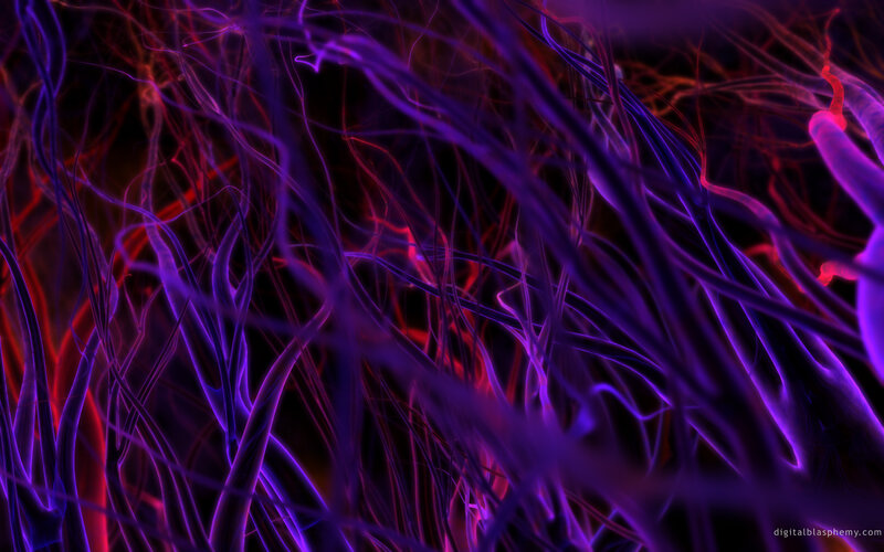 Glowing Purple and Red Fibers