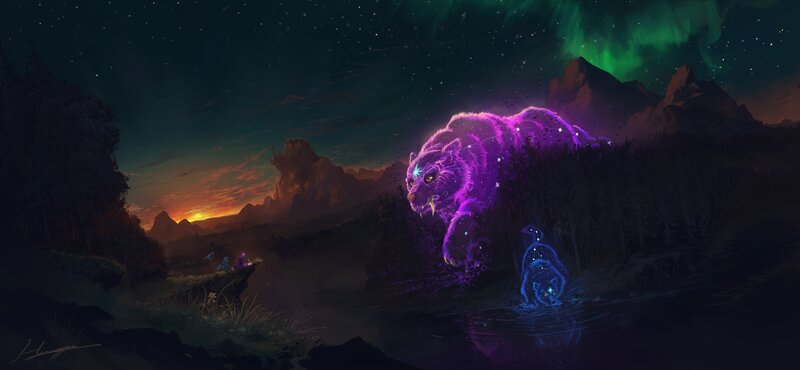 Glowing Purple Bear — Dramatic