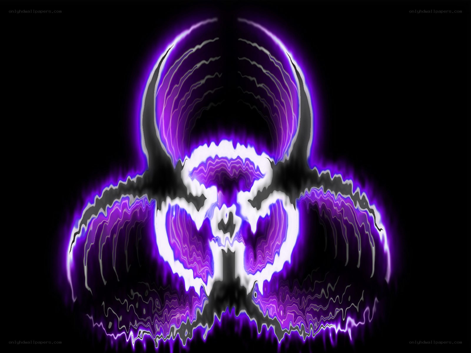 glowing purple biohazard symbol