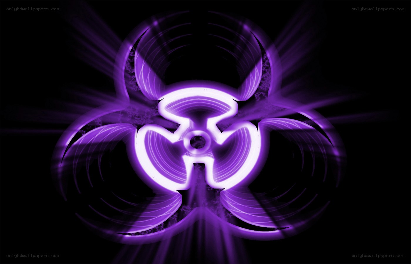 glowing purple biohazard symbol
