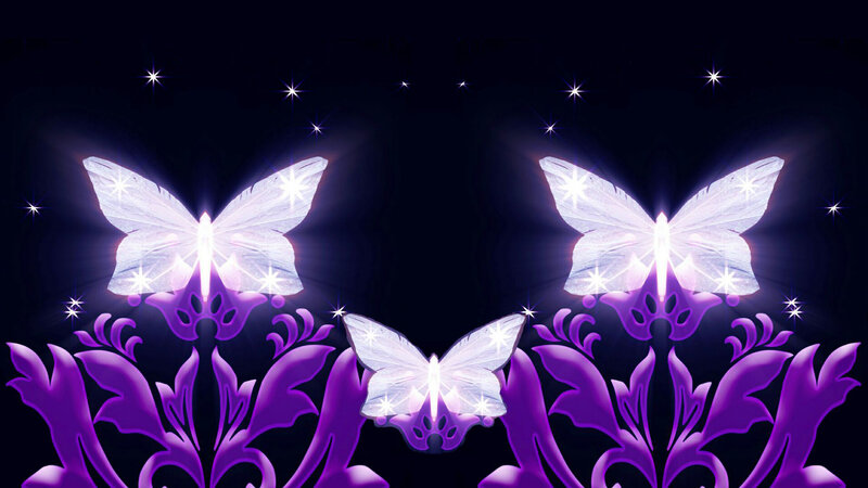 Glowing Purple Butterflies — Magical, Night, Digital Art, Stars
