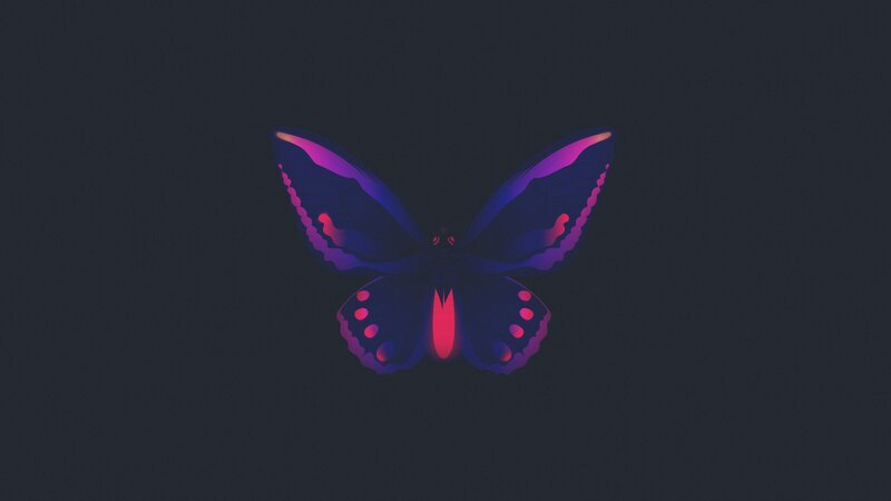 Glowing Purple Butterfly — Minimalist