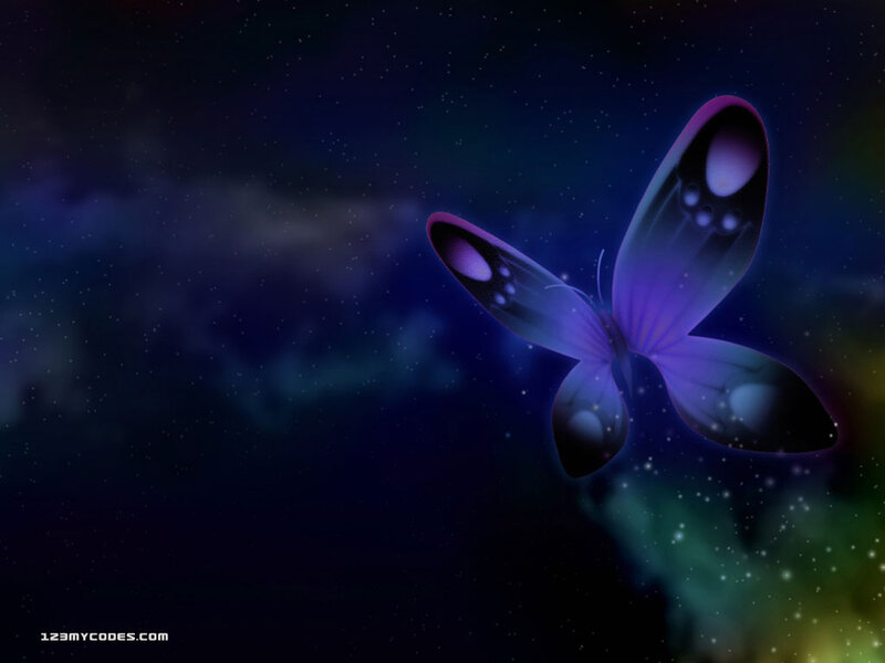 Glowing Purple Butterfly — Serene, Night, Digital Art