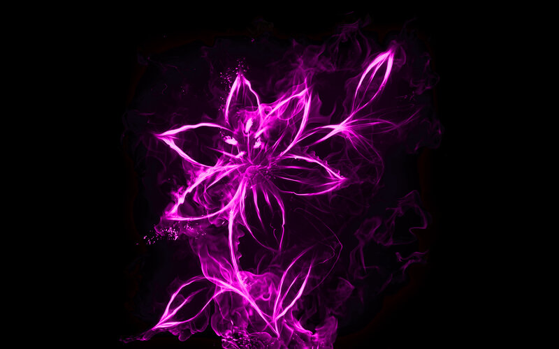 Glowing Purple Flower — Dramatic, Digital Art