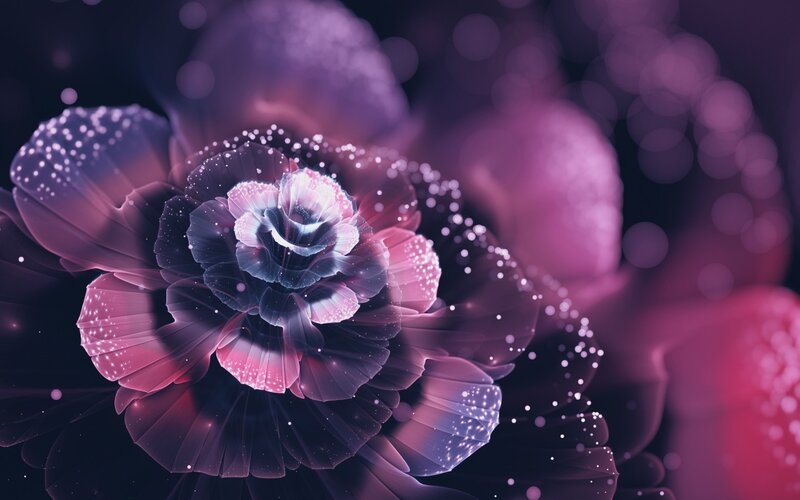 Glowing Purple Flower — Ethereal, Night, Digital Art