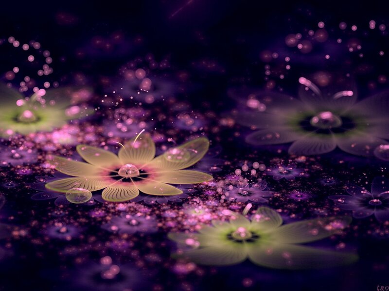 Glowing Purple Flowers — Dreamy, Night, Digital Art