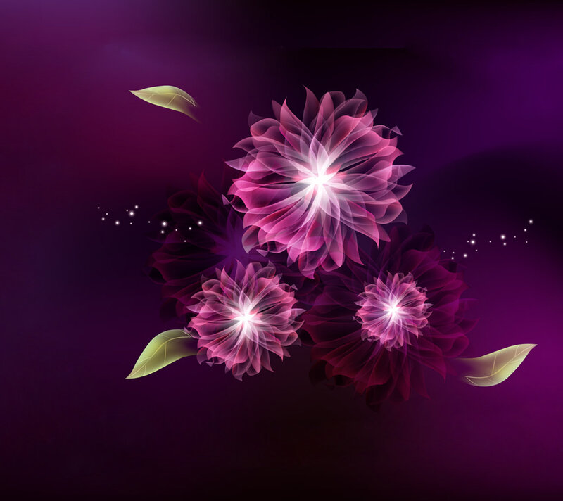 Glowing Purple Flowers — Ethereal, Night, Digital Art