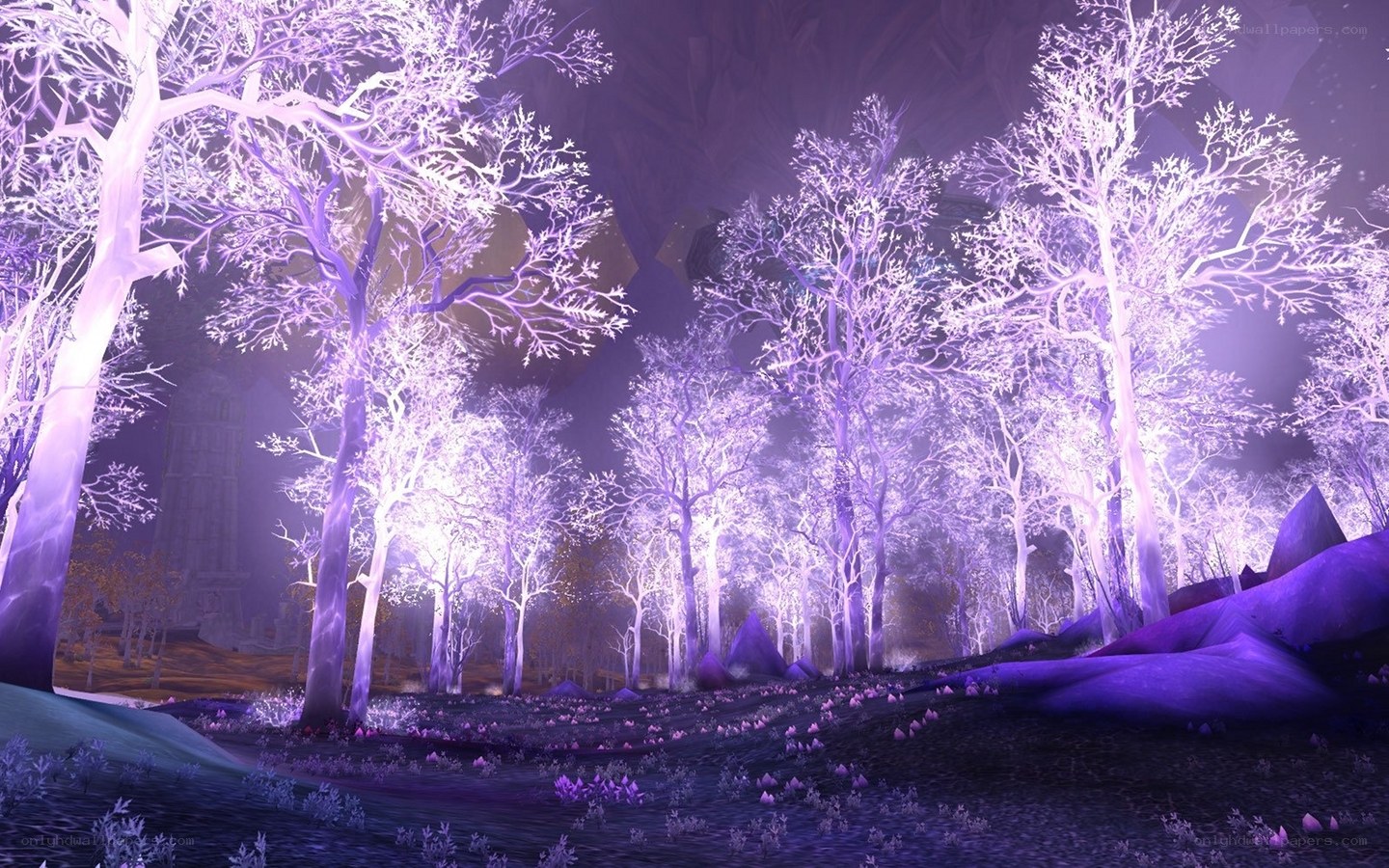 glowing purple forest