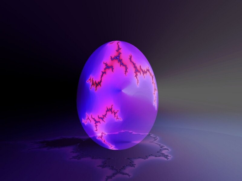 glowing purple fractal egg