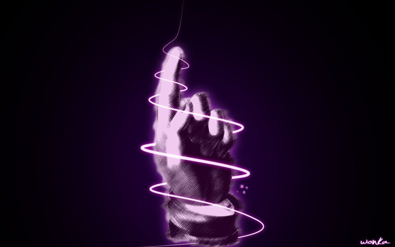 glowing purple hand gesture