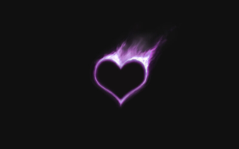 Glowing Purple Heart — Dramatic, Digital Art, Flame
