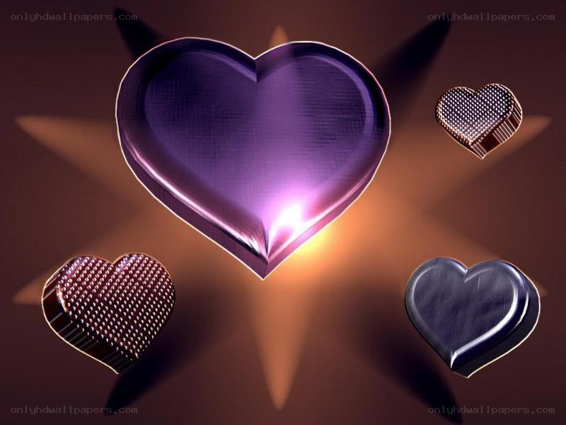 glowing purple heart with chocolates