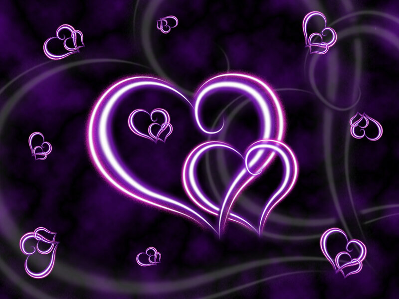 glowing purple hearts