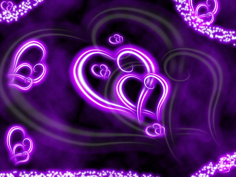 glowing purple hearts