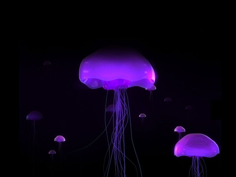 Glowing Purple Jellyfish — Serene, Night, 3d Render