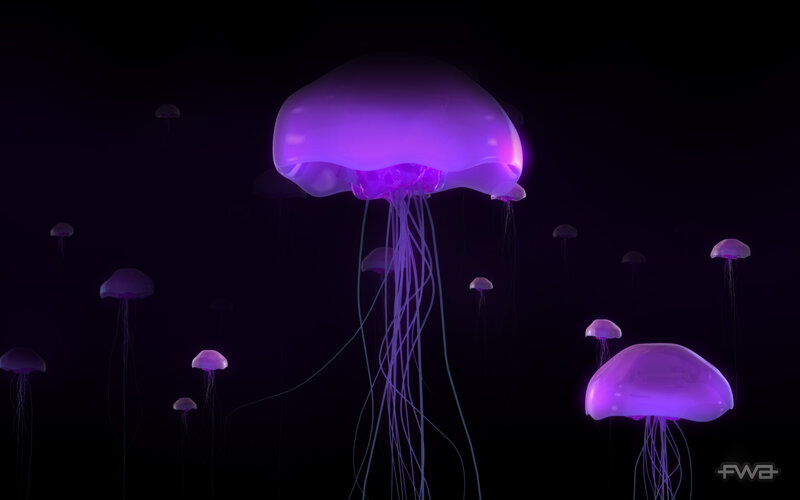Glowing Purple Jellyfish — Serene, Night