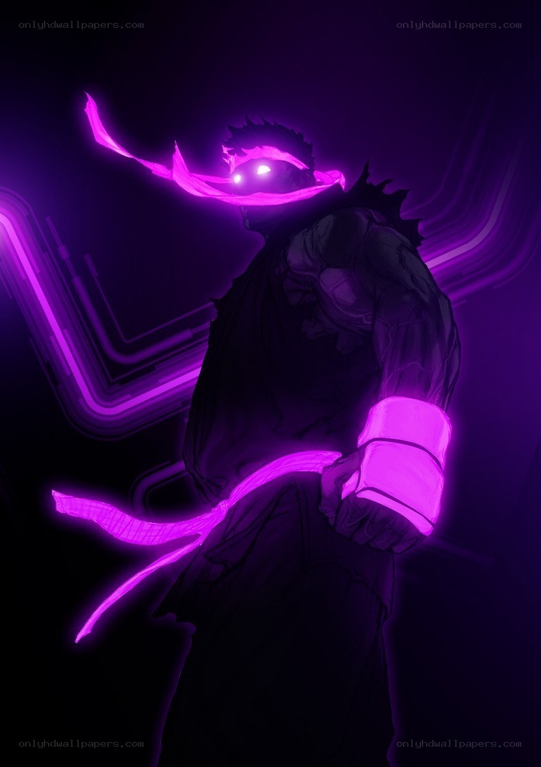 glowing purple martial artist
