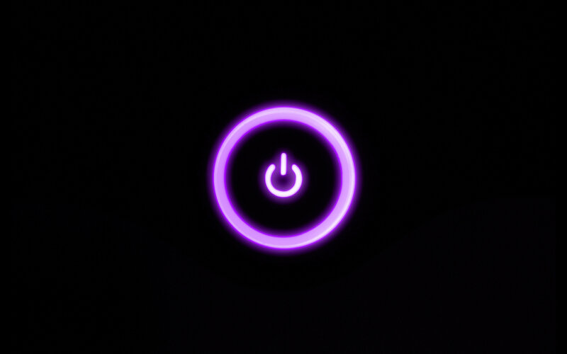glowing purple power button