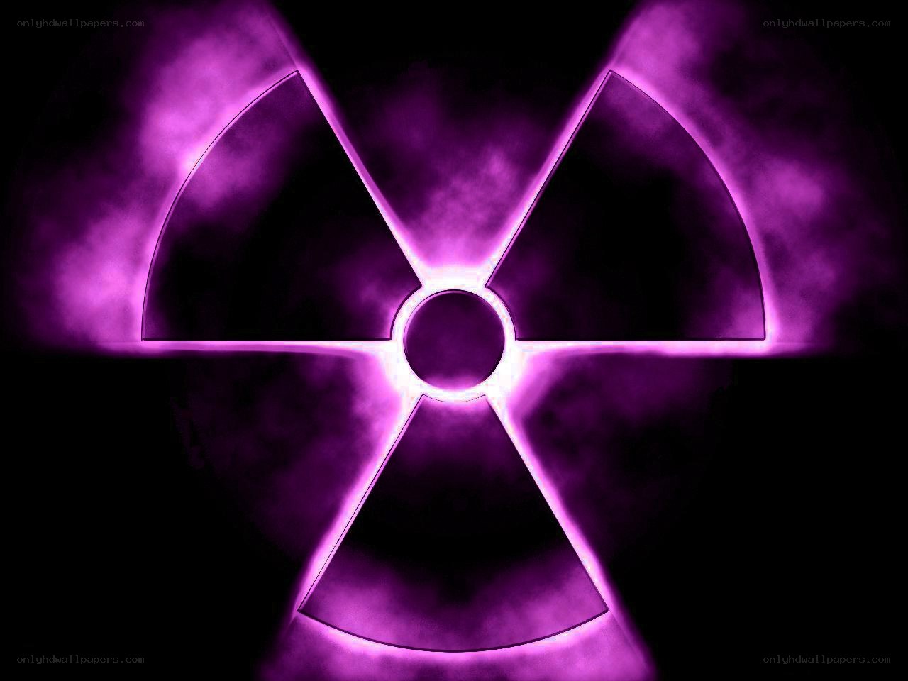 glowing purple radiation symbol