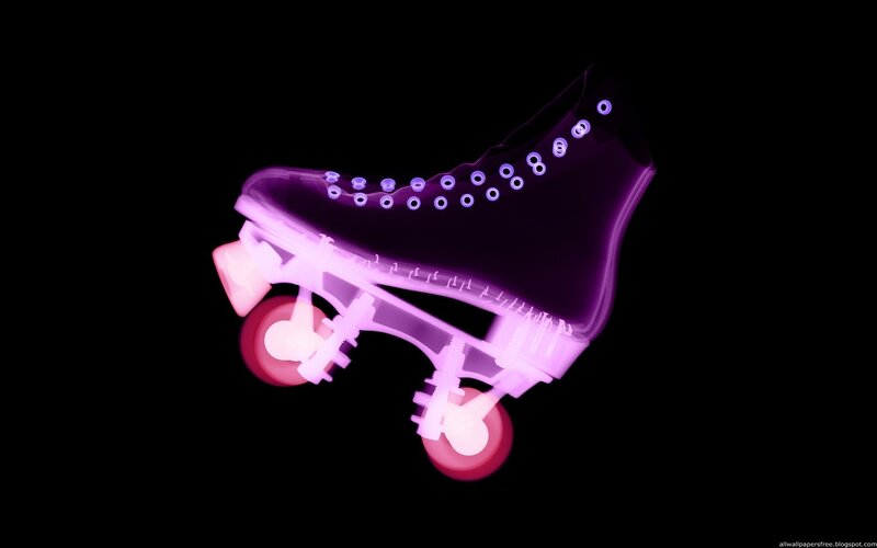 glowing purple roller skate