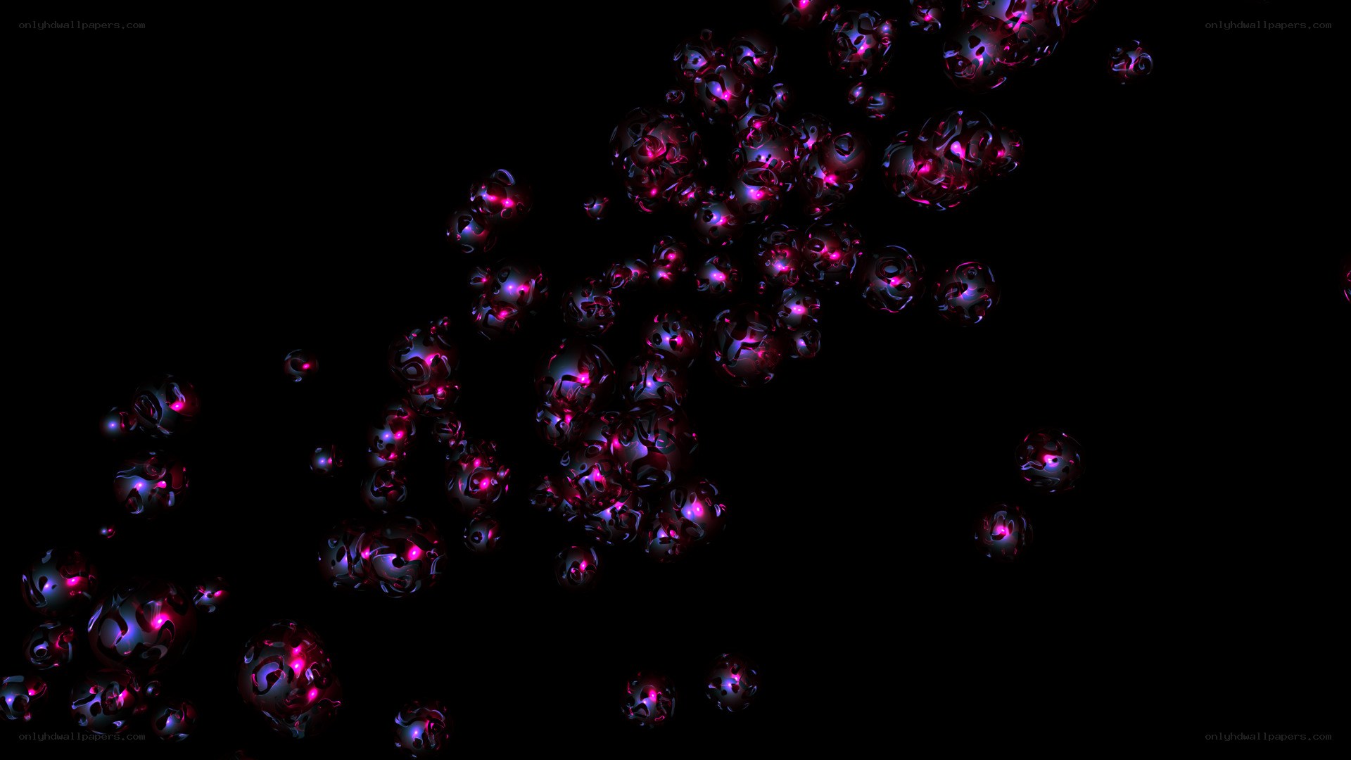 glowing purple spheres in space