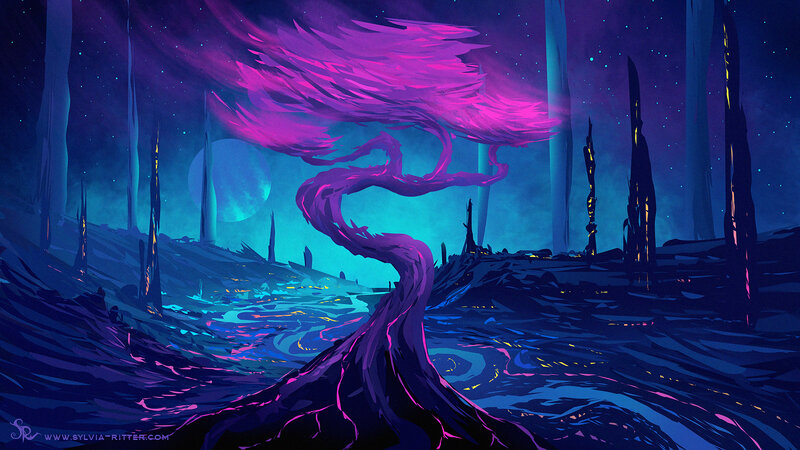 Glowing Purple Tree — Mystical