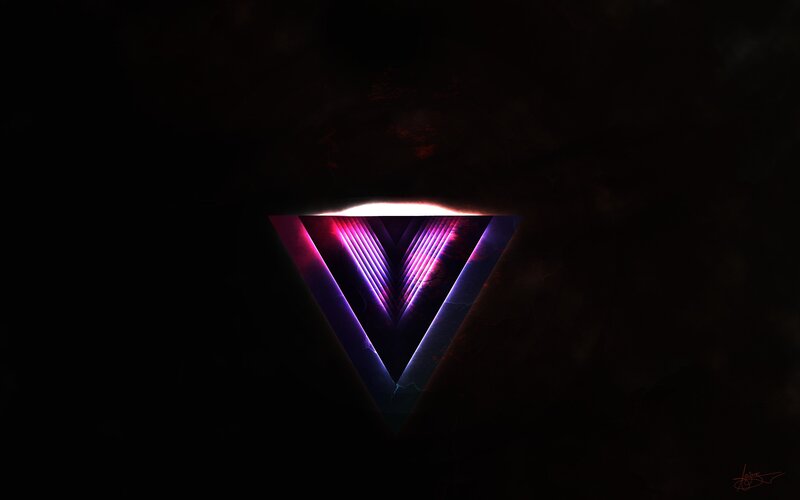 glowing purple triangle