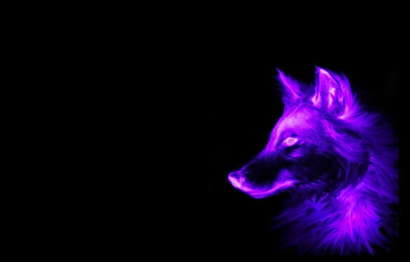 glowing purple wolf head